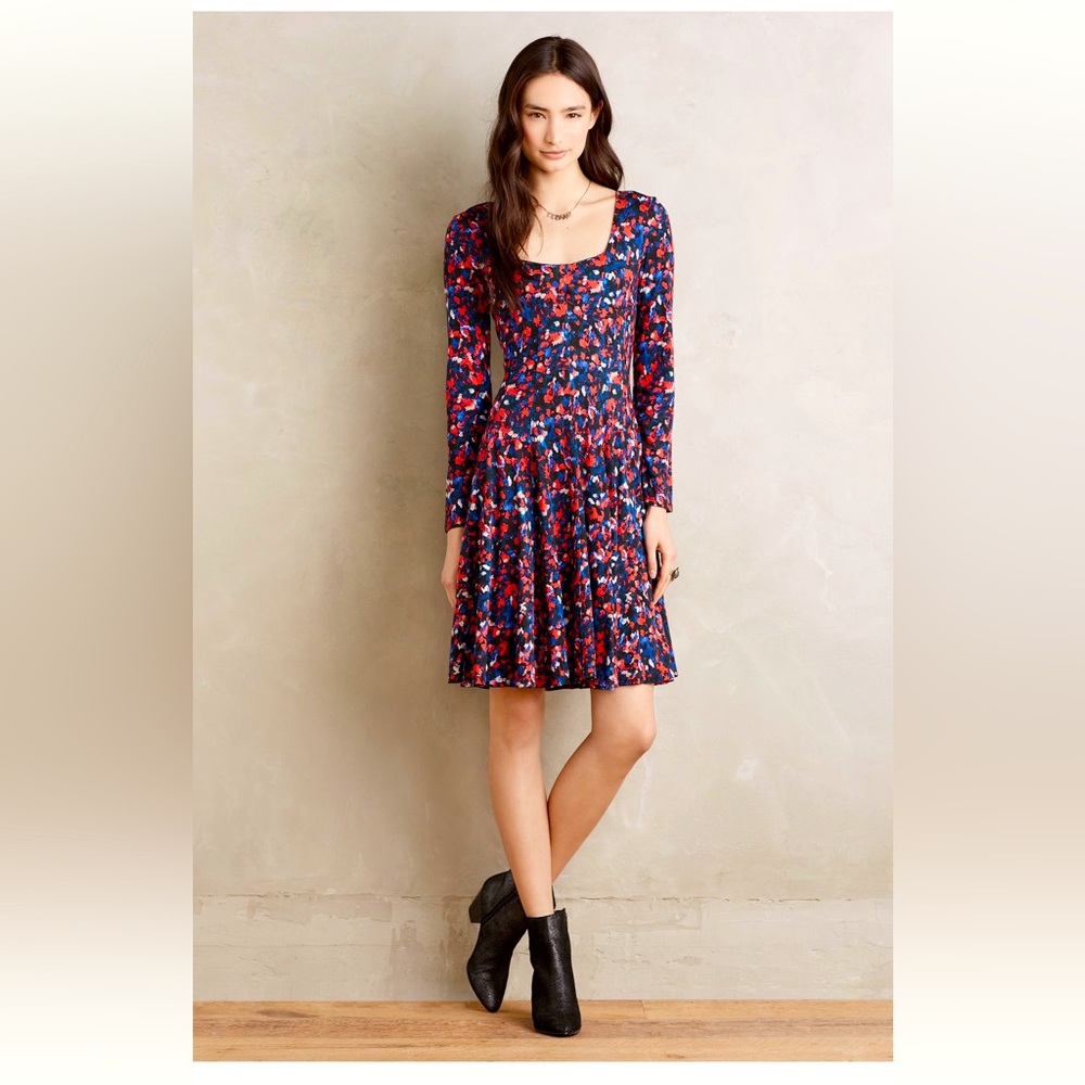 HD in Paris for Anthropologie Saraid Multicolor Fit and Flare Swing Dress Large